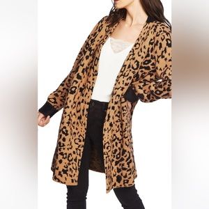 1.state leopard jacquard eyelash cardigan